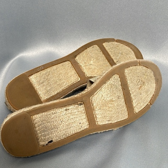 Talbots Gold Sparkle Leather Espadrille Flats Crisscross Straps - Size 8.5 - Picture 8 of 11